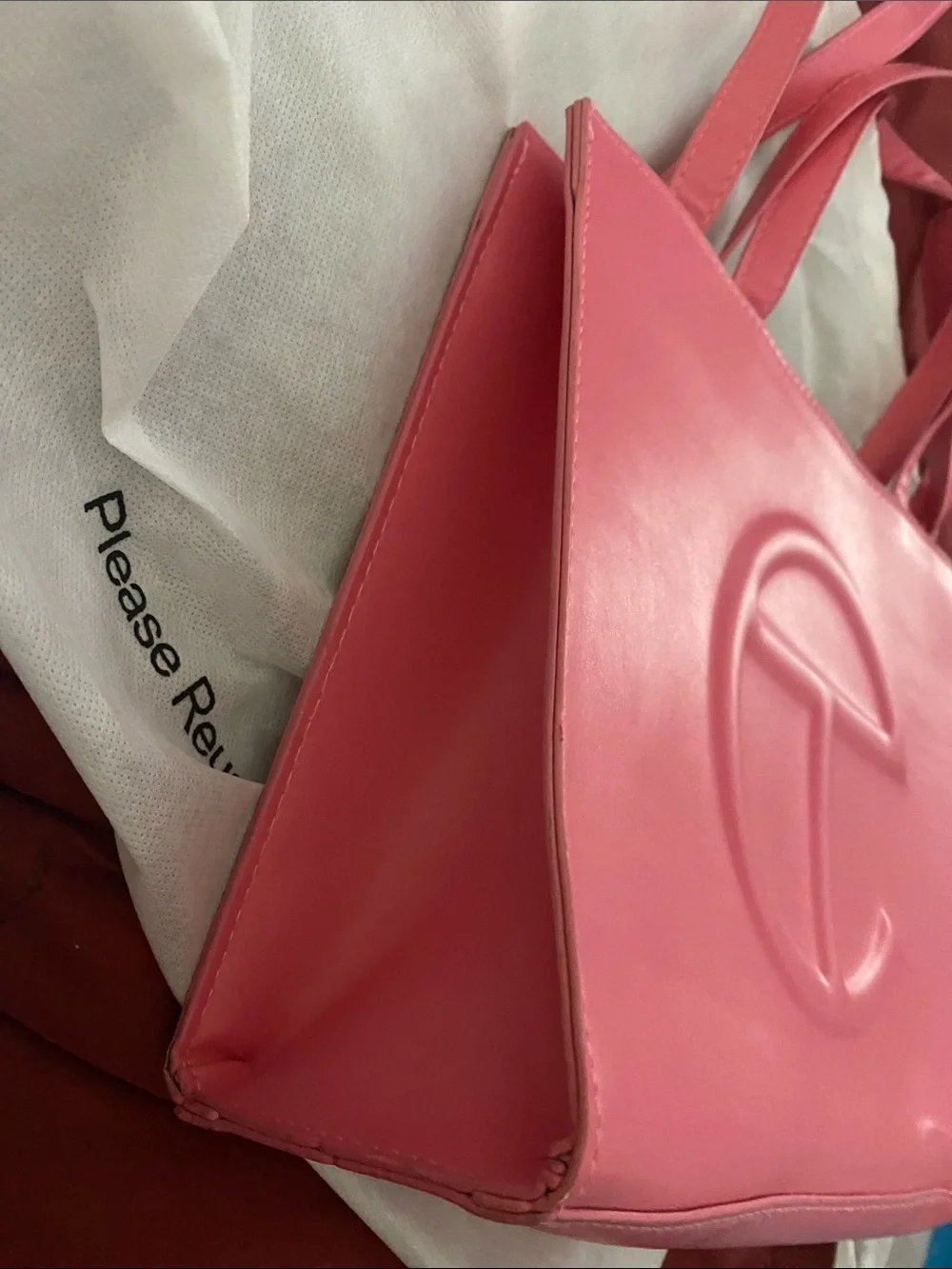 Telfar Pink Embossed Logo Double-Handle Tote